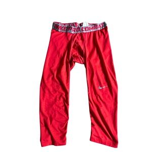 Nike Pro Combat 3/4 Compression Tights Red Men’s Large Dri-FIT Training